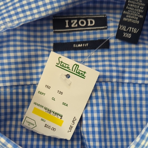 NEW Izod Blue Casual Button Down Shirt - Picture 9 of 12